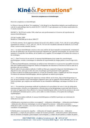 Décret de compétences en kinésithérapie 