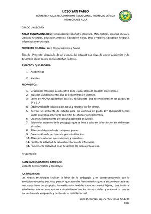 Proyecto de Aula grado 11º