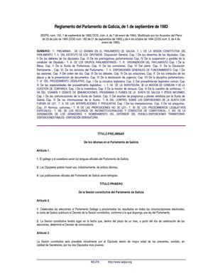 Reglamento del Parlamento de Galicia