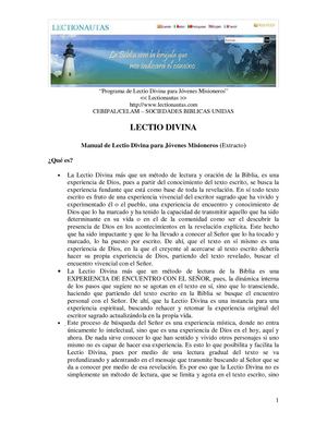 MANUAL DE LA LECTIO DIVINA