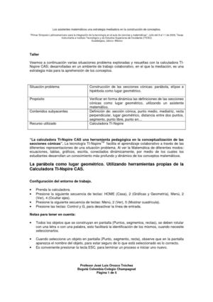 Las secciones cónicas y la tecnología TI-Nspire