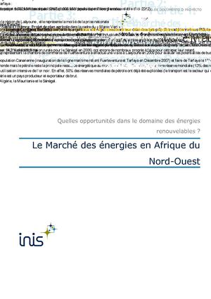 Energies renouvelables en Afrique du Nord-Ouest