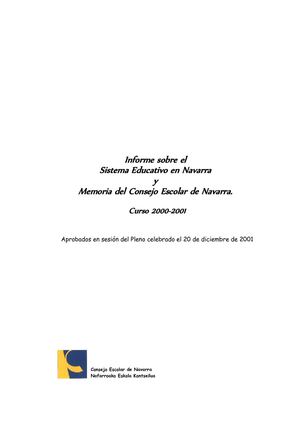 Informe del Sistema Educativo en Navarra, curso 2000/2001
