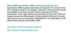 Watch WWE SummerSlam 2009 Live Streaming Online