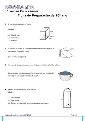 Ficha de Preparação de 10º ano