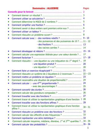 Livret 3ème algèbre collège Jean Monnet - Le Château d'Olonne