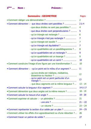 Livret géométrie 3ème collège Jean Monnet - Le Château d'Olonne