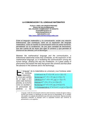 LA MATEMÁTICA Y LA COMUNICACIÓN