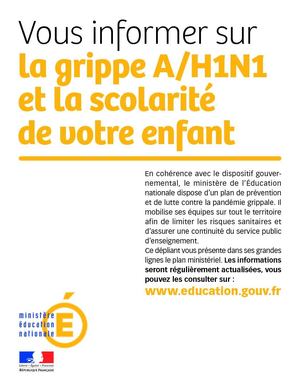 Grippe A : document d'explication fourni par les écoles
