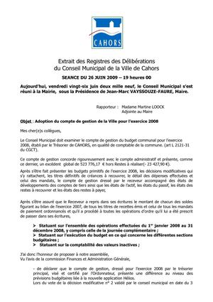 Conseil Municipal du 26 juin 2009