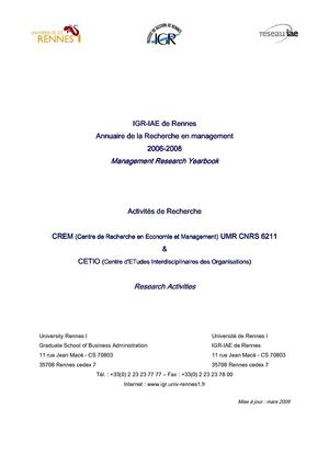 IAE de Rennes : Annuaire de la Recherche 2008