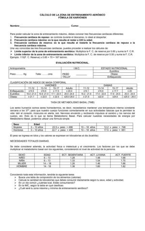 CÁLCULO DE LA ZONA DE ENTRENAMIENTO