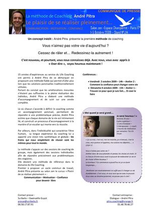 Communiqué de presse - salon ZEN - La méthode de coaching André Pitra