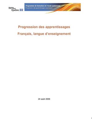 progression des apprentissages en français