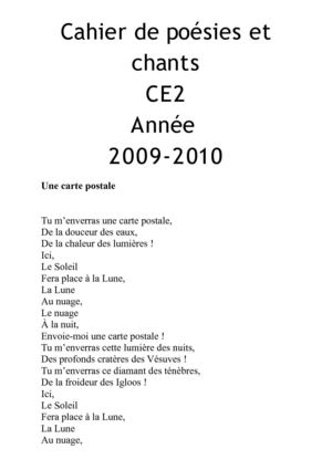 Cahier de poésies-Chants