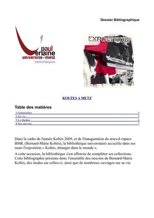 Bibliographie de Bernard-Marie Koltès