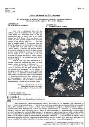Devoir maison régime totalitaire URSS