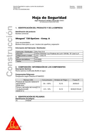 Hoja de seguridad SIKAGARD EPO CEM