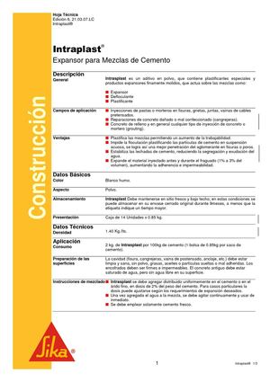 Hoja técnica INTRAPLAST