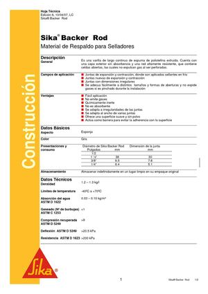 Hoja técnica Sika® Backer Rod