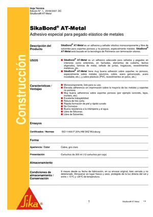 Hoja de técnica SikaBond® AT-Metal