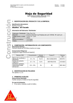 Hoja de seguridad Sikaflex® AT- Façade
