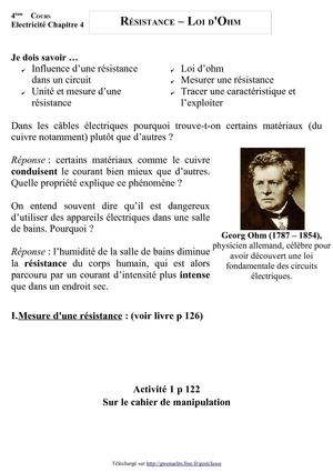 Résistance - Loi d'Ohm