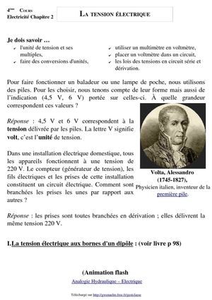 La tension électrique