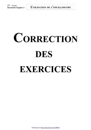 Utilisation de l'oscilloscope (Correction des exercices - Version 2008)