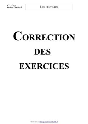 Les lentilles (Correction des exercices - Version 2008)