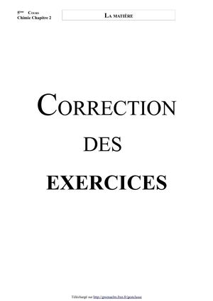 La matière (Correction des exercices - Version 2007)
