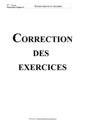 Court-circuit et sécurité (Correction des exercices - Version 2007)