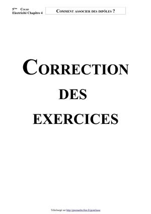 Comment associer des dipôles ? (Correction des exercices - Version 2007)