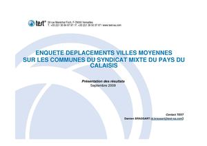 ENQUETE DEPLACEMENTS VILLES MOYENNES SUR LES COMMUNES DU SYNDICAT MIXTE DU PAYS DU CALAISIS