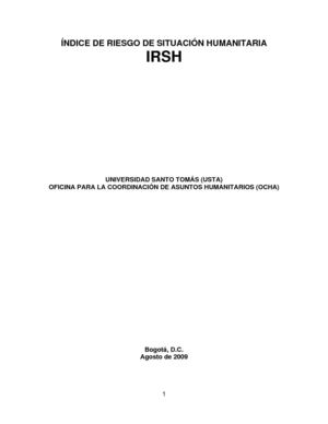 Indice de Riesgo de Situación Humanitaria Colombia 2009