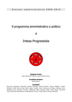 Programma amminstrativo e politico di Intesa Progressista_2009-2015