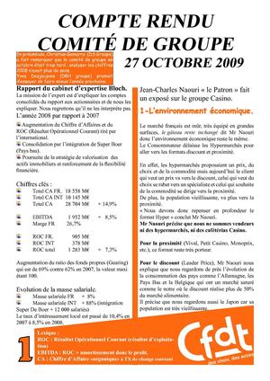 Compte rendu Comité du Groupe