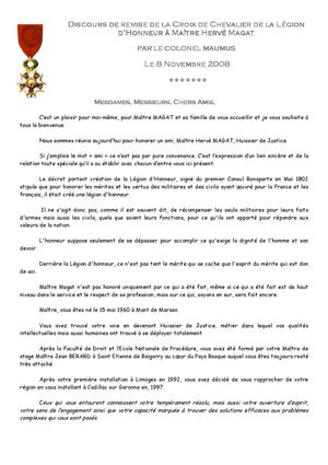 Discours de Monsieur Maumus