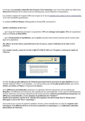 Quand les pratiques culturelles des français à l’ère du numérique posent de nouvelles questions