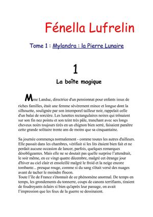 Fénella Lufrelin 3 premiers chapitres