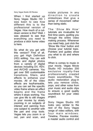 Sony Vegas Movie Studio HD 9 Review - Software Editorial