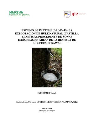 CdV No maderable: Estudio de Factibilidad Hule