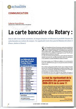 CARTE BLEU PREMIERE ROTARY