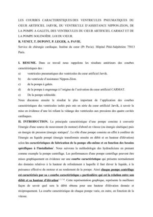 LES COURBES CARACTERISTIQUES DES VENTRICULES PNEUMATIQUES DU CŒUR ARTIFICIEL JARVIK, DU VENTRICULE D’ASSISTANCE NIPPON-ZEON, DE LA POMPE A GALETS, DES VENTRICULES DU CŒUR ARTIFICIEL CARMAT ET DE LA POMPE SOLENOÏDE. LOI DU CŒUR. LAW OF HEART