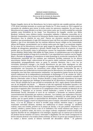 BASILIO AUQUI HUAYALLA, HÉROE DE LA INDEPENDENCIA Precursor de la victoria de Ayacucho