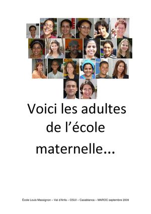 Adultes de l'école maternelle - Rentrée 2009