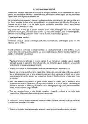 El Poder Del Lenguaje Asertivo