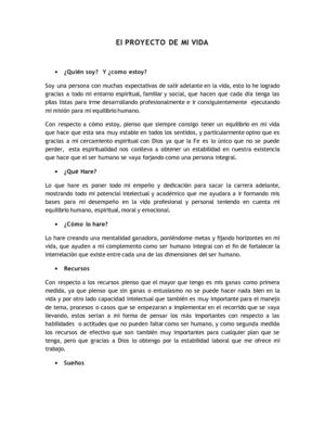 El PROYECTO DE MI VIDA