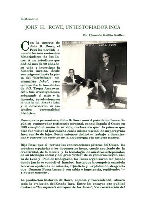 JOHN H. ROWE, UN HISTORIADOR INCA