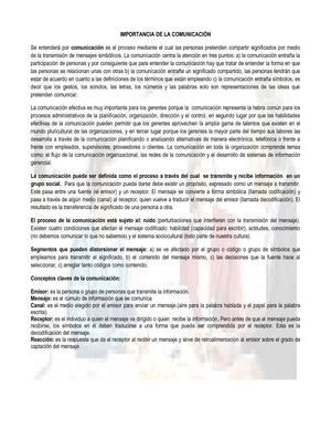 IMPORTANCIA DE LA COMUNICACION